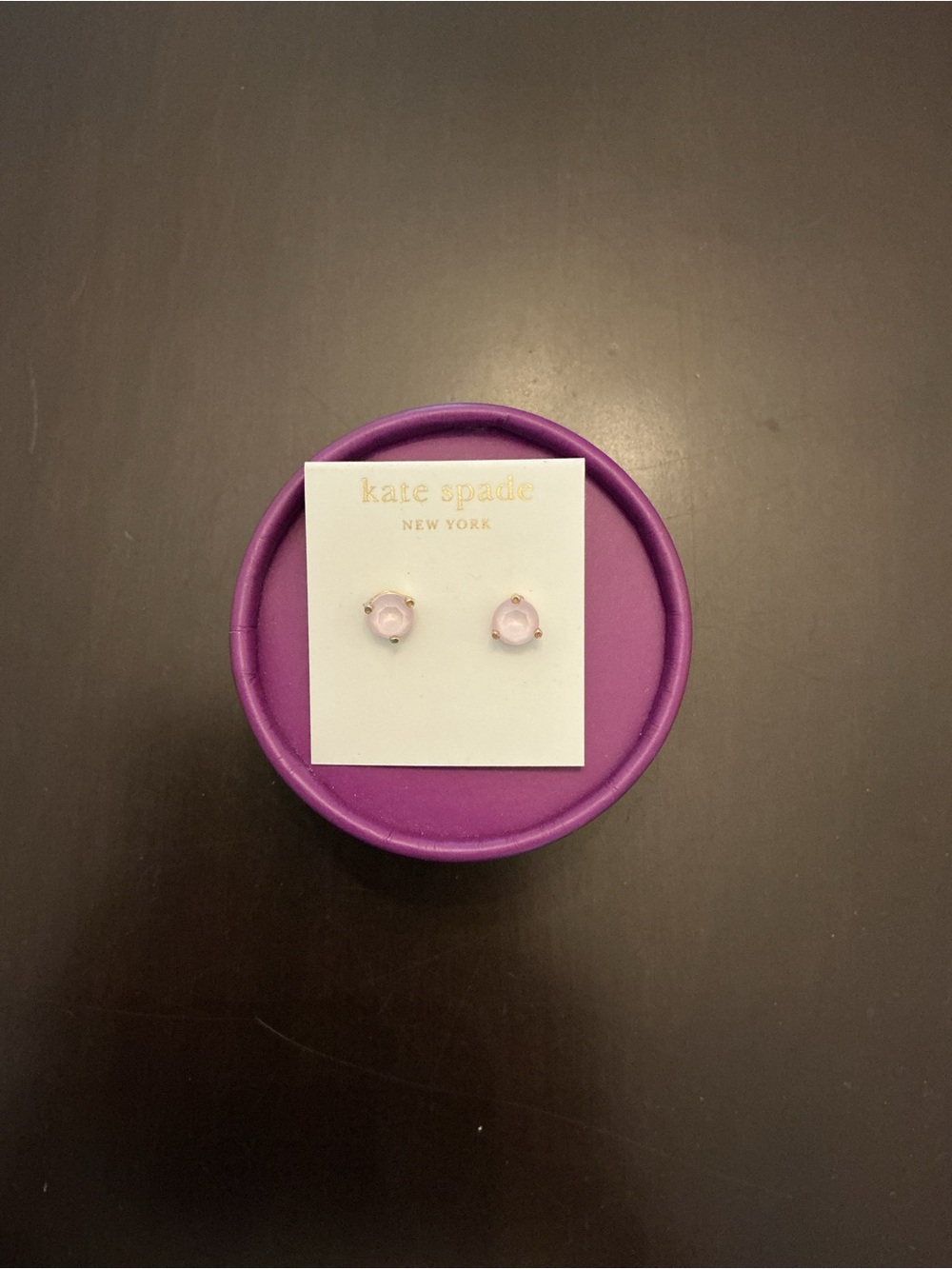 kate spade pale pink stone stud earrings with gold-tone setting